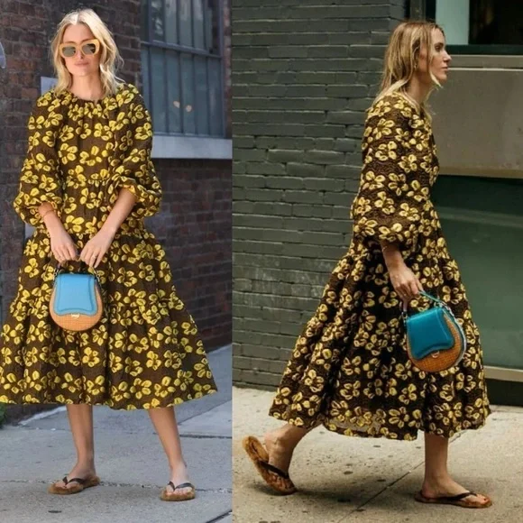 TUCKERNUCK Ulla Johnson Allegra dress in ruby red and brown size 4 - Picture 5 of 15